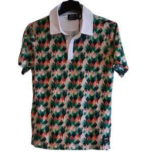 NEW Wesc Tropical Abstract Colorful Rugby Polo Shirt UNISEX Men (M) Women  (L)